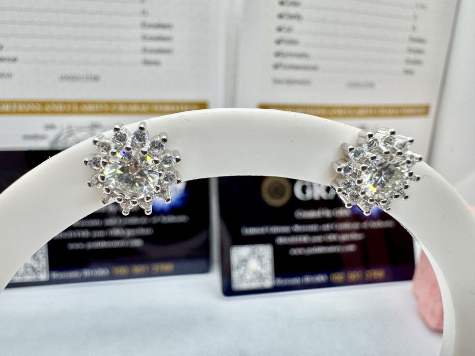 Сребърни обеци с мойсанит (диамант) 0.5 карата