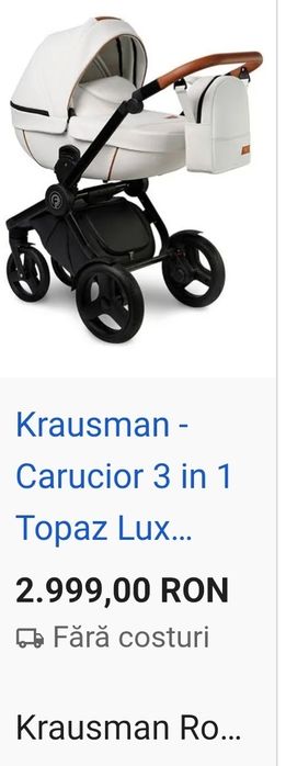 Carucior krausman 3 in 1 topaz lux alb