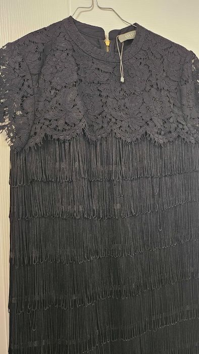 Черна дантелена рокля с ресни Oasis, размер 10