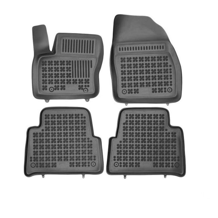 Set covorase auto din cauciuc FORD KUGA (DM2), 03.2008-03.2013, presuri tip tavita, negru; Polietilen