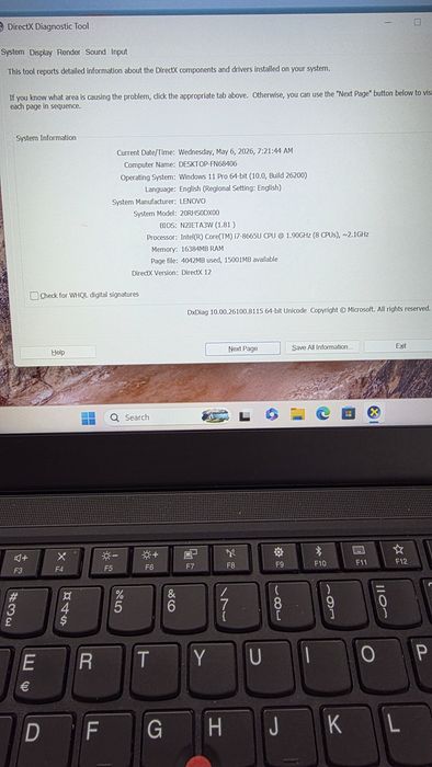 Lenovo Thinkpad P43S i.7 8665U 16gb ddr4