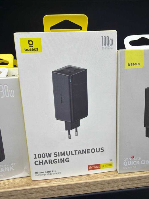 Baseus GaN6 Pro 100W Fast Charger (2C + 2U) мощный адаптер. есть доста