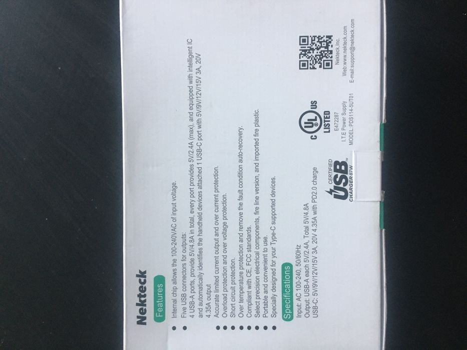 Nekteck 111W PD USB-C Charger PDS114-5UT01 USB Power Station