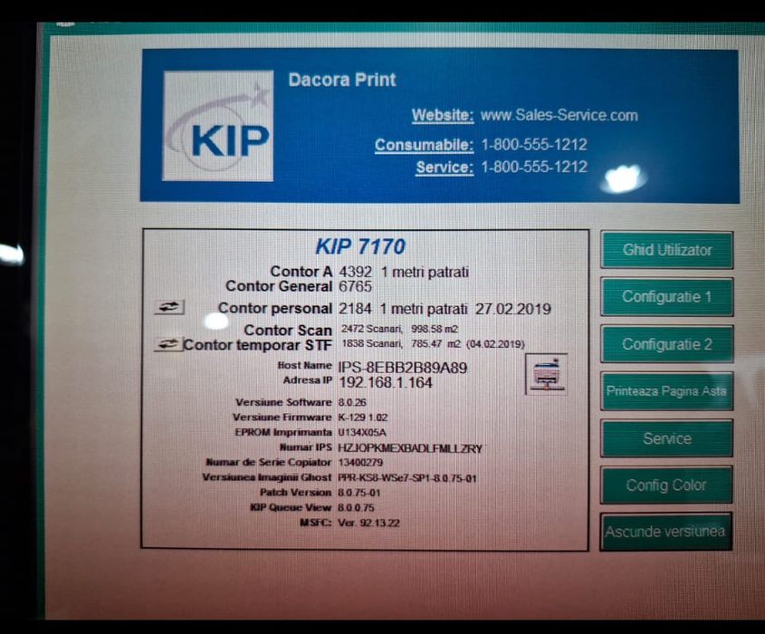 Copiator a0+ Kip 7170,  puțin folosit, contor mic