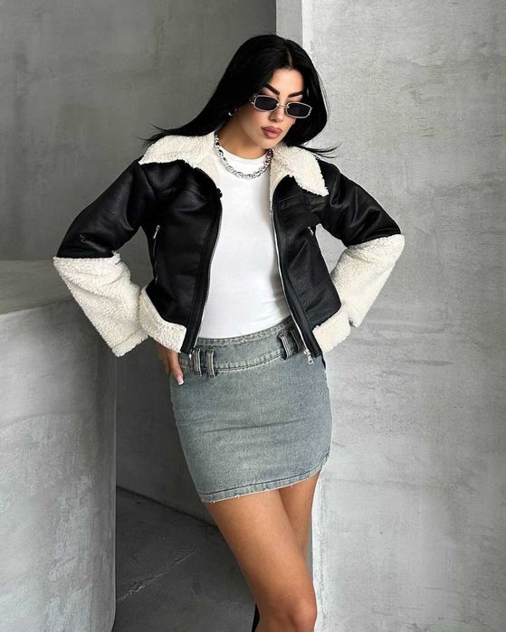 Зимно късо яке в черен цвят