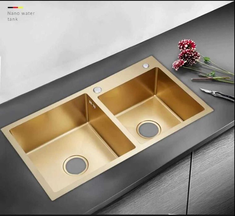 Lichidare Chiuveta bucatarie 82x45 2 cuve gold-TRANSPORT GRATUIT