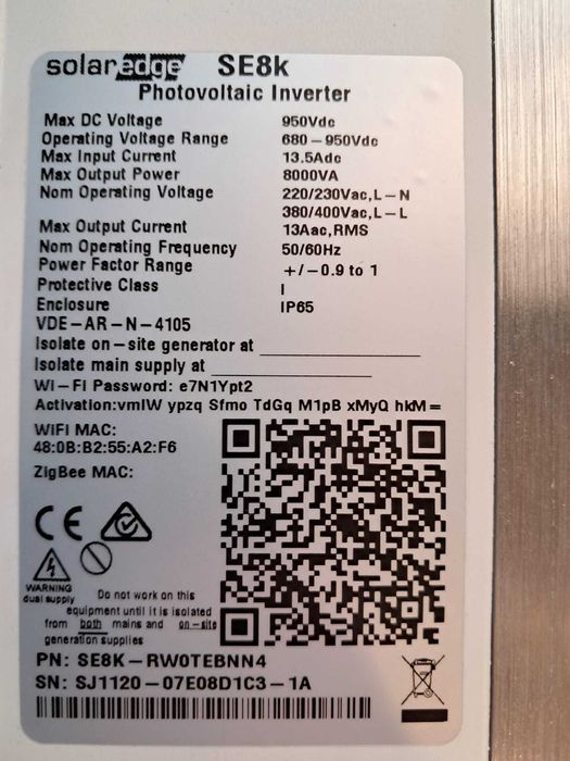 Invertor Trifazat SolarEdge SE8k  8kW (Eficiență 98%)