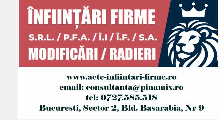 Infiintare firma SRL / PFA / II - Bucuresti-Ilfov