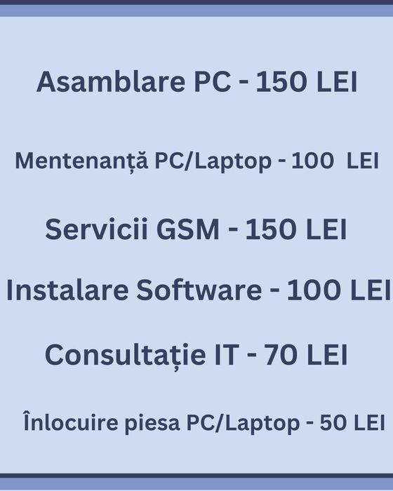 Asamblare PC, Mentenanță, Instalare Software, GSM