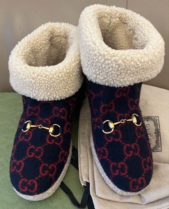 Ghete Gucci wool GG horse bit,interior 100% shearling,produs original.