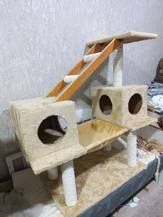 Котодомик когтеточка для кошек лежак 3 этажа