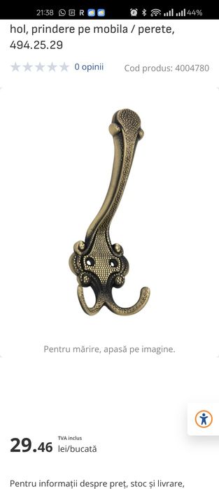 Feronerie Carlig Cuier Vintage din Metal