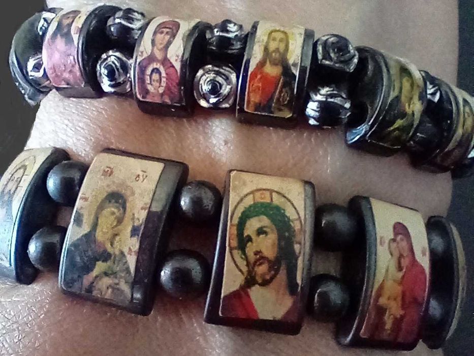 Două bratari ortodoxe grecesti vechi magnetizat din hematit