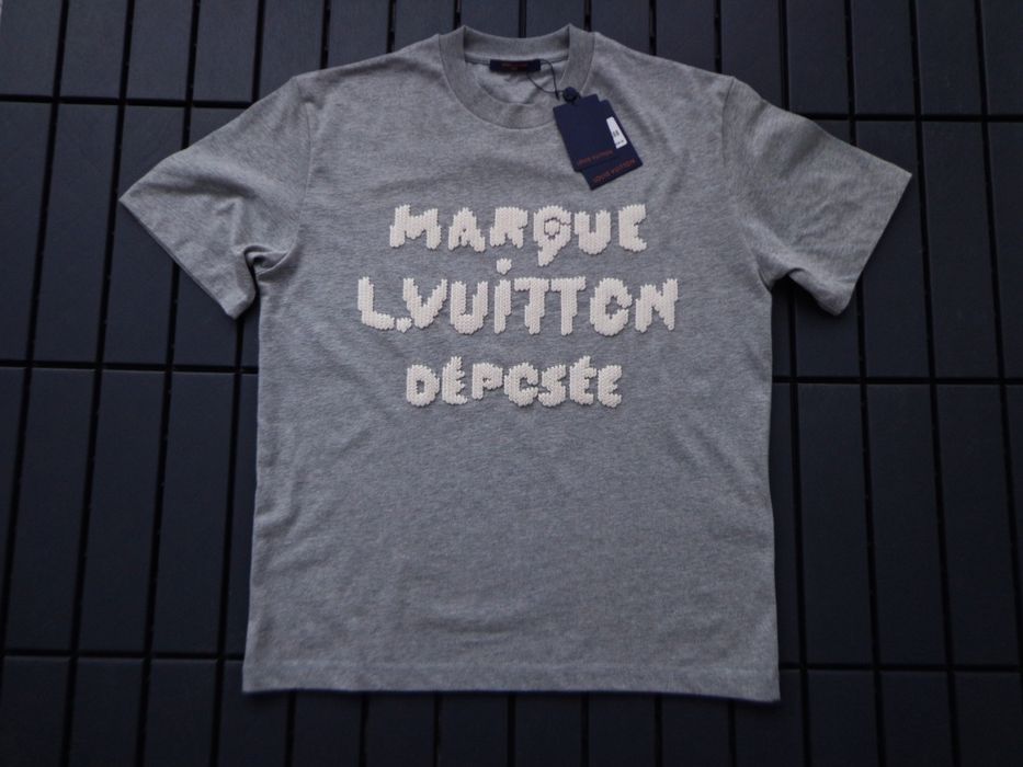Мъжка тениска Louis Vuitton Embroidered Signature T shirt grey
