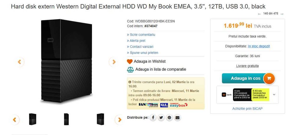 Vand  HDD Portabil 6TB 8TB 12TB  External Hardisk USB Drive