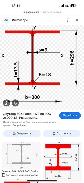 балка двухтавор 50В1 и 30К1