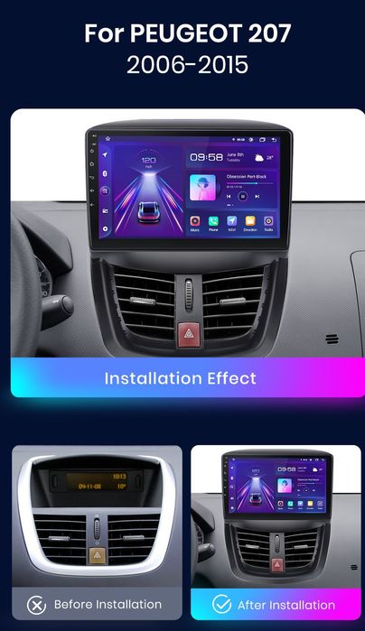 Navigatie Android dedicata Peugeot 207, 207 CC (2006-2015)