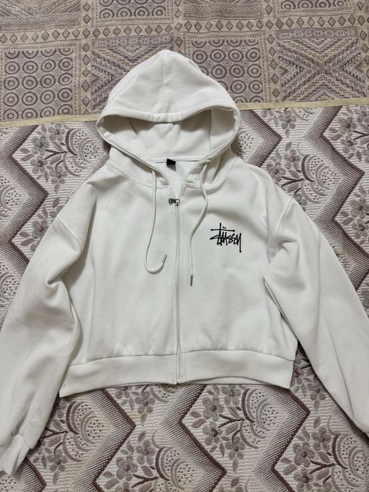 Зип-худи Stüssy (белое) / White Zip Hoodie Stussy.