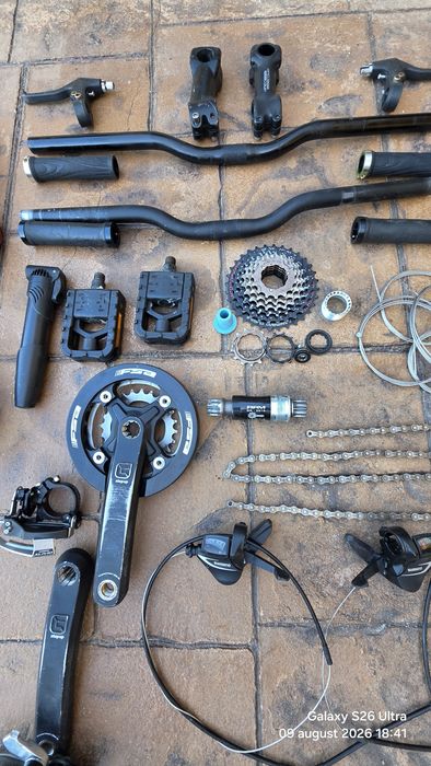 Lot piese bicicletă transmisie & cockpit – Shimano, FSA, BBB