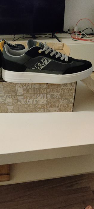 Napapijri Pantofi sport cu logo Bark, Gri carbune, Bleumarin, 42