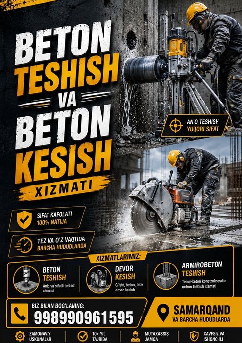 Beton teshish va kesish xizmati