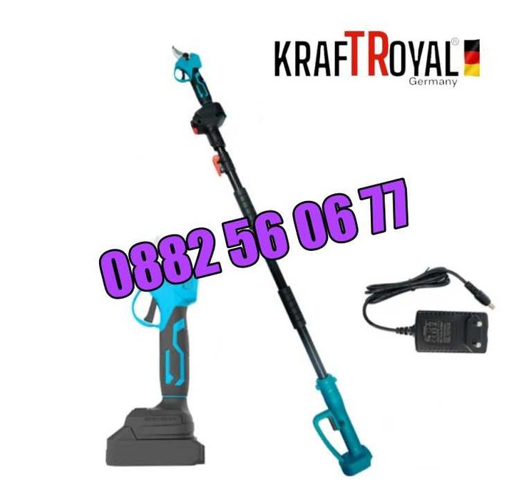 Комплект 2 в 1 акумулаторна лозарска ножица 36V 8Ah телескопичен прът