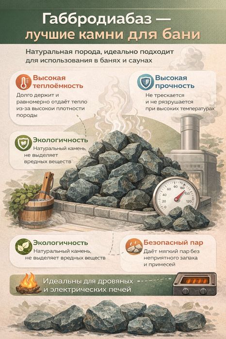 Камни для сауны 100% натуральная порода яшма, габбро- диабаз.
