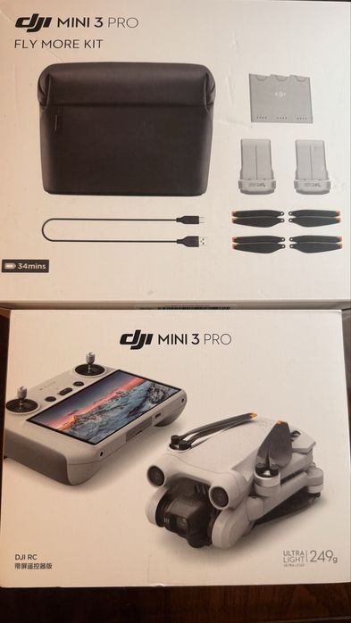 (като нов)Дрон DJI Mini 3 Pro + аксесоари Fly More Kit