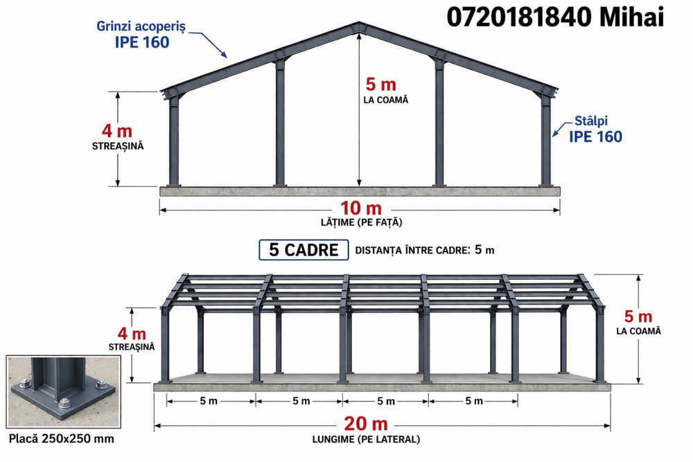 Stoc structura hala metalica noua completa garaj ferme metalice