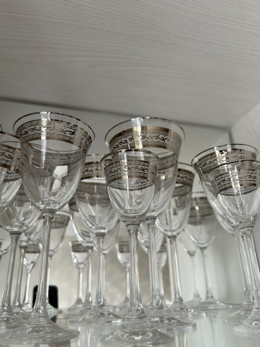 Фужеры из богемского хрусталя с золотом 24 карат