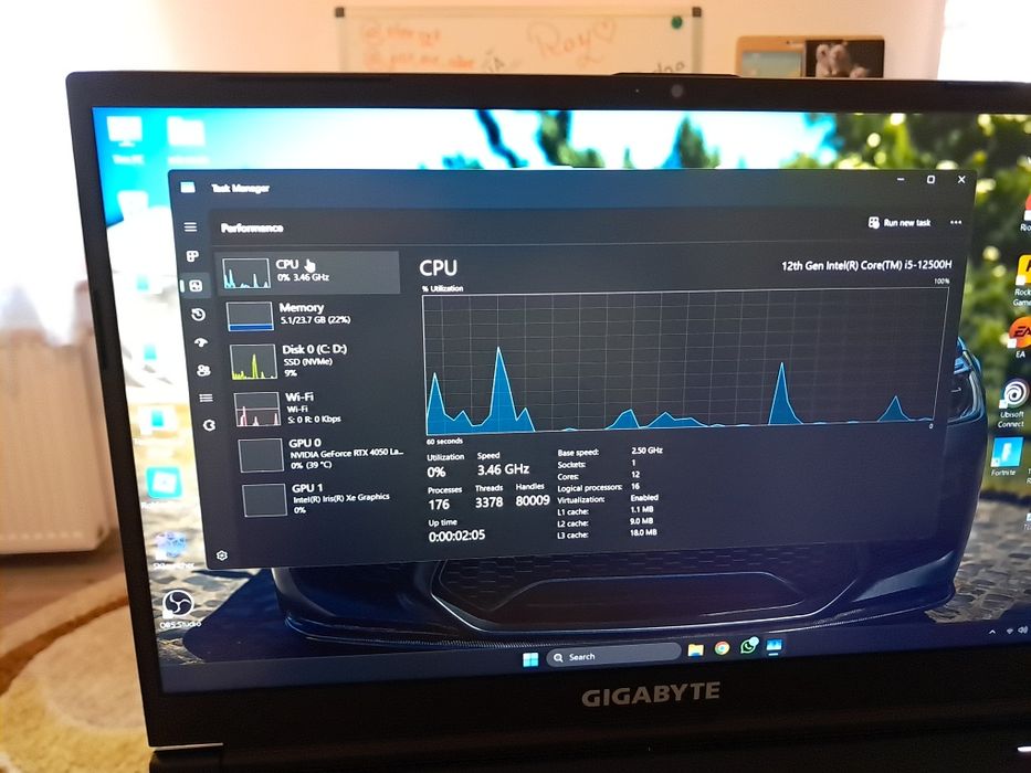 I5 gen 12 rtx 4050 24 gb ram ( gigabyte g5 mf)+stick usb 128gb cadou