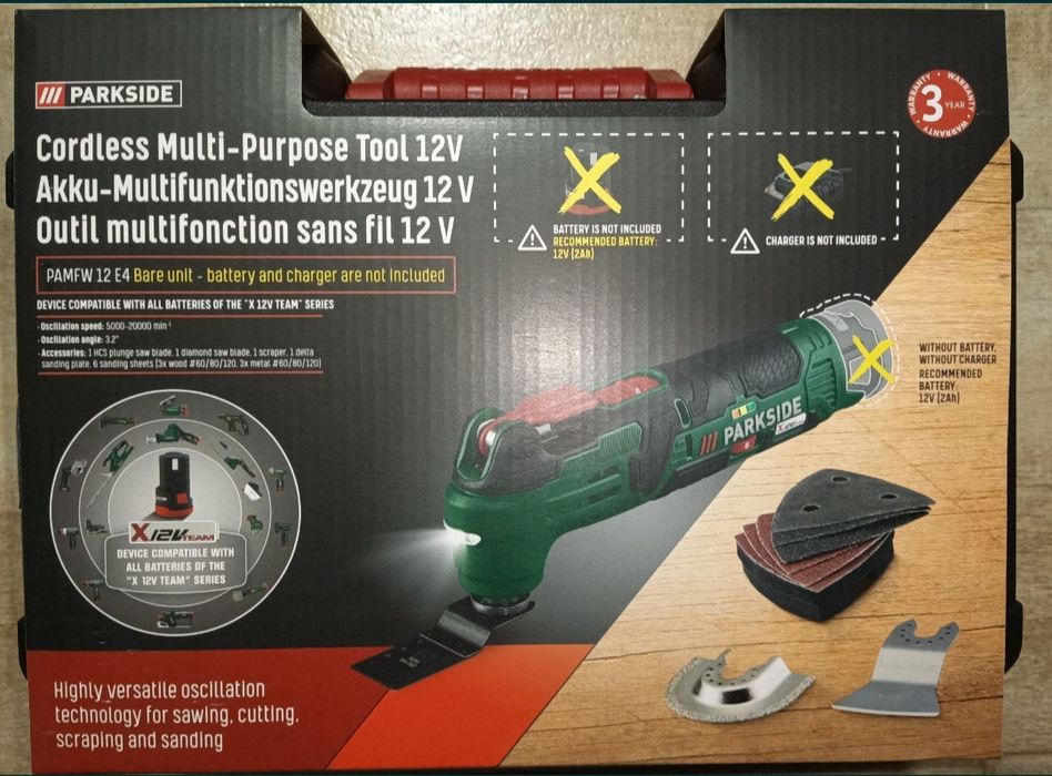 Parkside multifunctional 12V multi cutter tăietor oscilant slefuitor