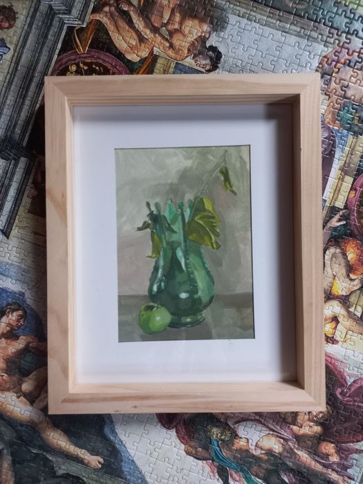 Vând tablou pictat manual - Natură moartă în tonuri vernil