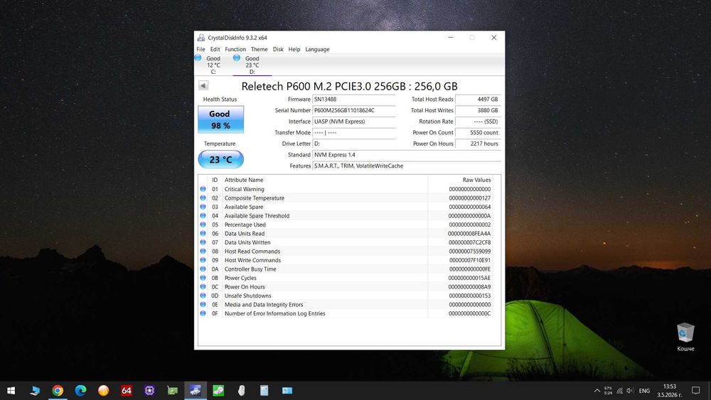 256 GB SSD  NVMe