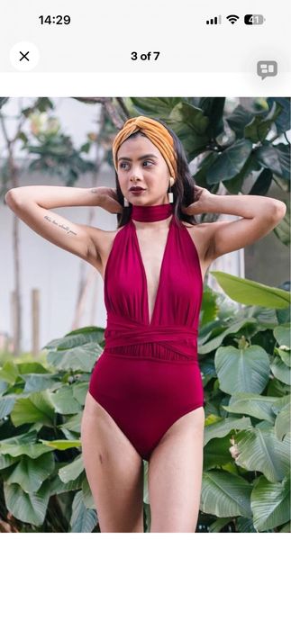 Karen Millen Costum de baie intreg visiniu burgundy