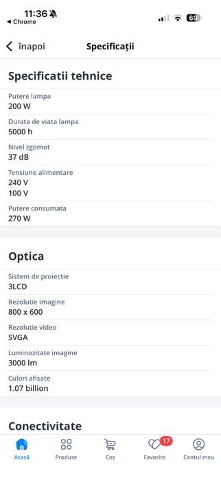 Videoproiector Epson EB-S18