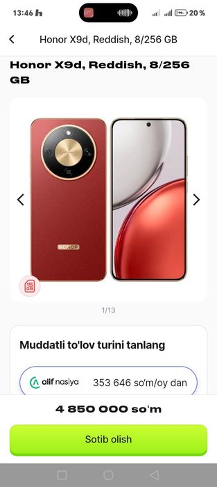 Honor x9d yangi plomba 8/256
