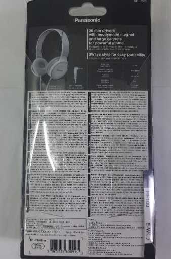 Слушалки Panasonic RP-HF100E-W, Бели,нови