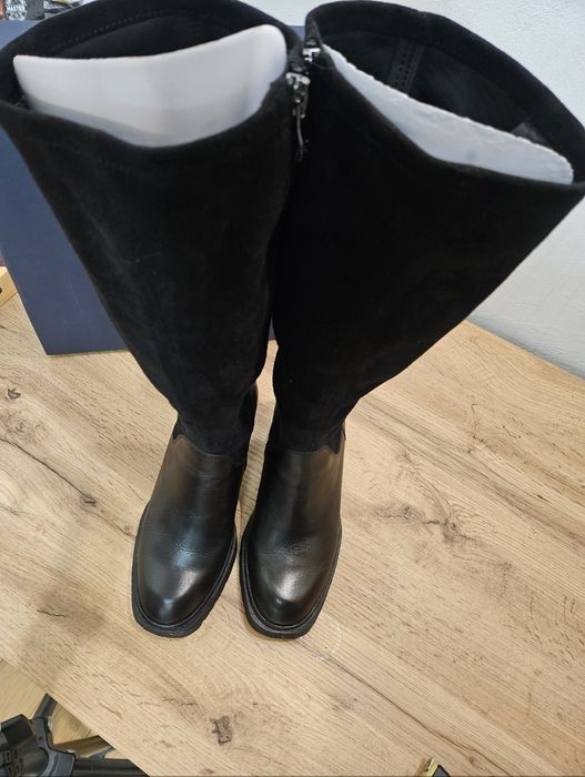 Ботуши Caprice 37 черни кожа и велур