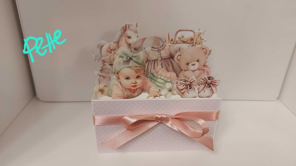 Изскачаща картичка кутия за сватба, бебе, кръщене, ръчно изработена