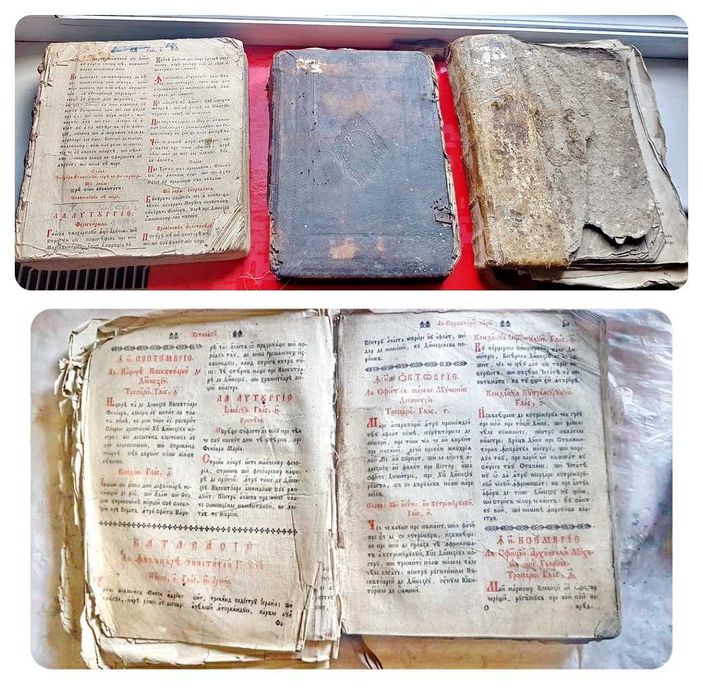 G501-I-Lot 3 Carti chirilica Romania anii 1800-OCTOIH 1826+ Tipiconul de Buda din 1826+ molitfelnic, euhologhion) inainte de 1800 la Ramnic/Bucuresti.