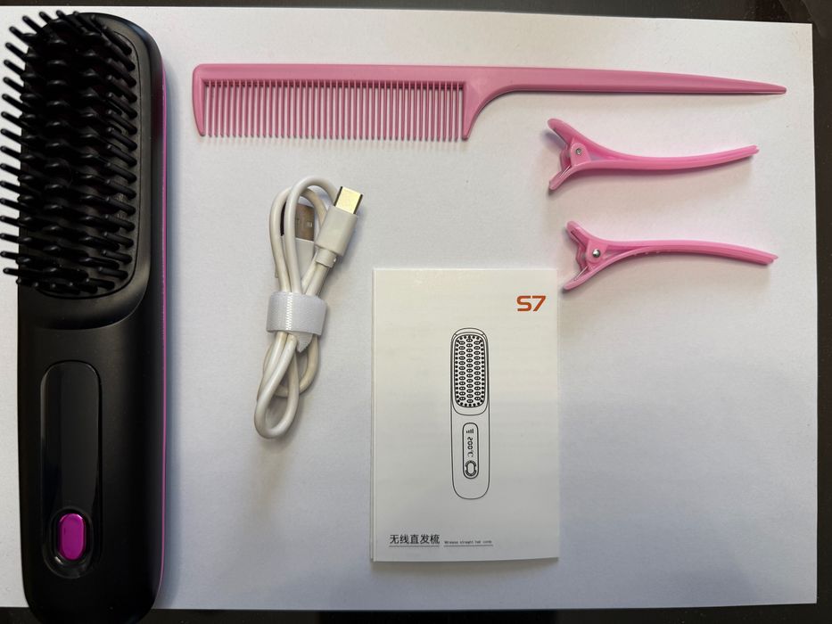 Гребен за изправяне на коса, брада, LCD дисплей, USB зареждане