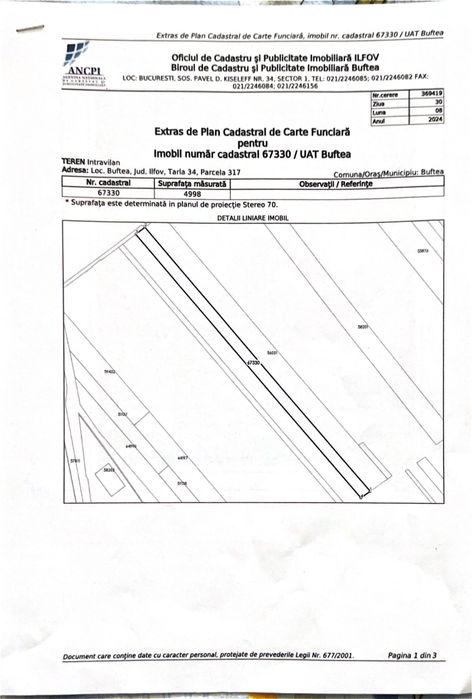 Teren intravilan strada fulger Buftea Gara
