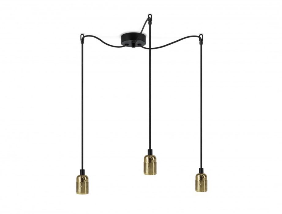 Lustră neagră/aurie cu 3 becuri Uno Glossy Bulb Attack