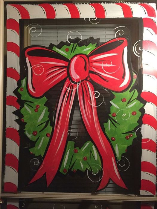 Роспись на окне на новый год,рисунки