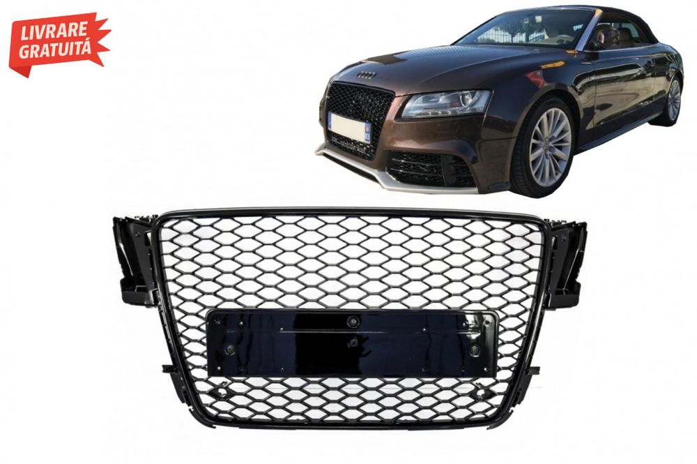Grila Centrala Audi A5 8T (2008-2011) RS5 Design Negru Lucios