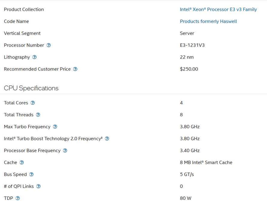 Procesor Intel Xeon socket 1150 E3 1231 v3 (echivalent i7 4770)