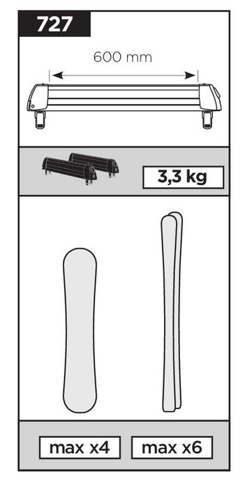 Багажник за Ски THULE Deluxe 727 - 6 чифта ски (4 дъски)