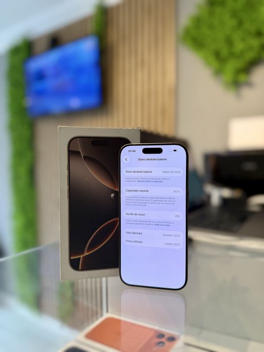 **ATS GSM**iPhone 16  Pro 256Gb Desert/Baterie98%/Fact+Gar 12 luni
