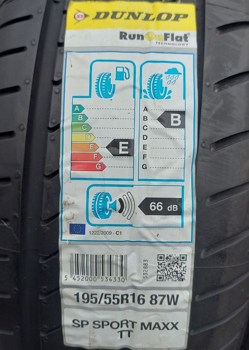 195/55 R16 87W Dunlop SP Sport Maxx TT *BMW DSST RSC RFT vară